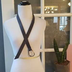 Black leather belt with gold buckle